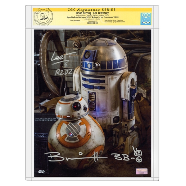 Brian Herring, Lee Towersey Autographed Star Wars: The Force Awakens Droids 8×10 Photo * CGC Signature Series