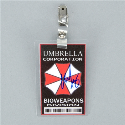 Michelle Rodriguez Autographed Resident Evil Umbrella Corporation Bioweapons Division Badge