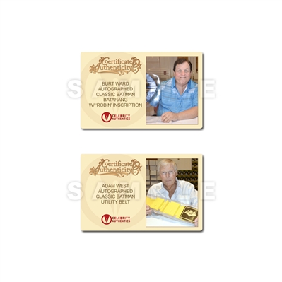 Adam West and Burt Ward Autographed 1:1 Scale Batman Utility Belt and Batarang Set