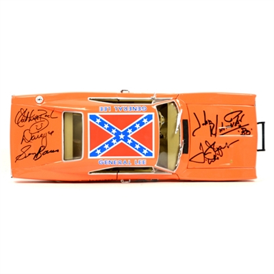  Schneider, Bach, Wopat, Best, Barris, Colley, Cast Autographed The Dukes of Hazzard 1:18 Scale Die-Cast General Lee