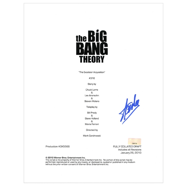 Stan Lee Autographed The Big Bang Theory The Excelsior Acquisition Script Cover * LAST ONE!
