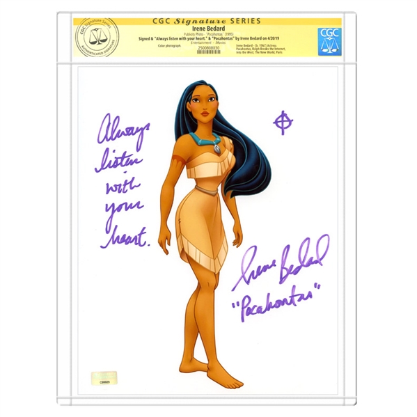 Irene Bedard Autographed Walt Disneys Pocahontas 8x10 Photo * CGC Signature Series