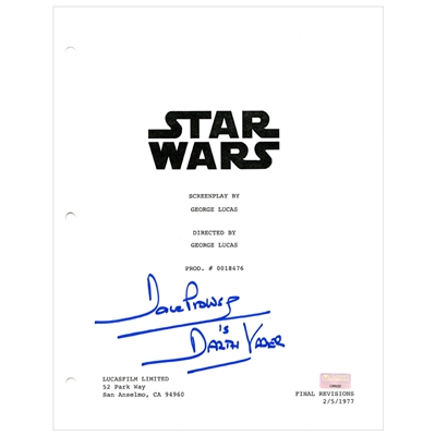 David Prowse Autographed Star Wars Script Cover