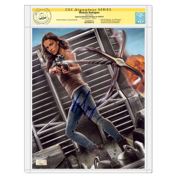 Michelle Rodriguez Autographed Fast & Furious Letty 8x10 Action Photo * CGC Signature Series