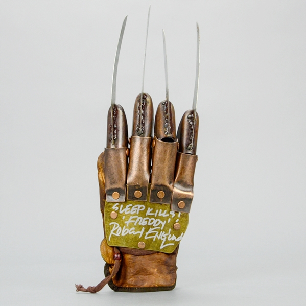 Robert Englund Autographed NECA Freddy Krueger Glove with Sleep Kills Inscription