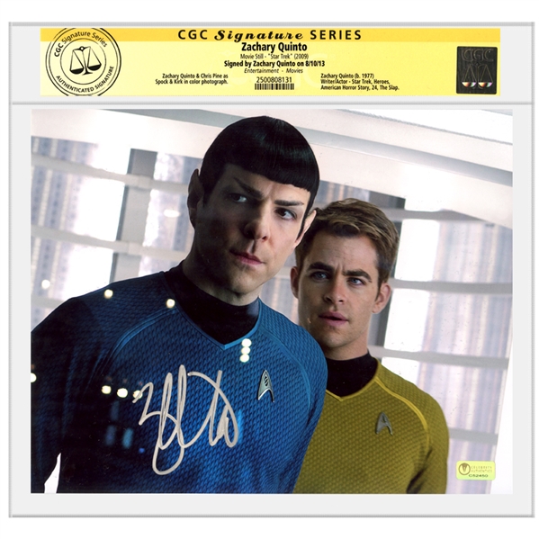 Zachary Quinto Autographed Star Trek First Officer Spock 8x10 Scene Photo * CGC Signature Series