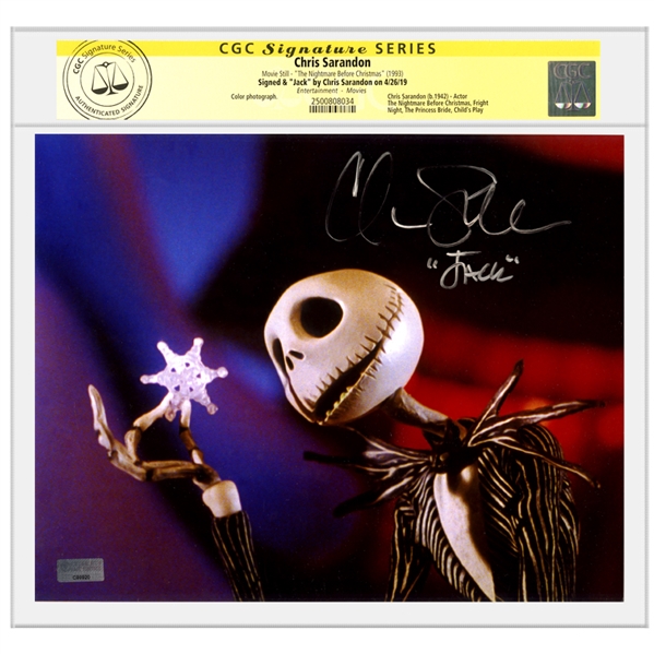 Chris Sarandon Autographed 1993 The Nightmare Before Christmas Jack Skellington 8x10 Photo * CGC Signature Series