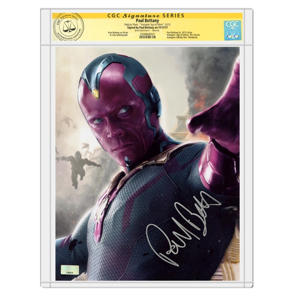 Paul Bettany Autographed Avengers: Age of Ultron Vision 8x10 Photo * CGC Signature Series