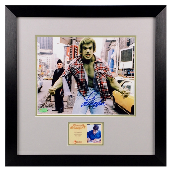 Lou Ferrigno Autographed The Incredible Hulk Times Square 8x10 Framed Photo