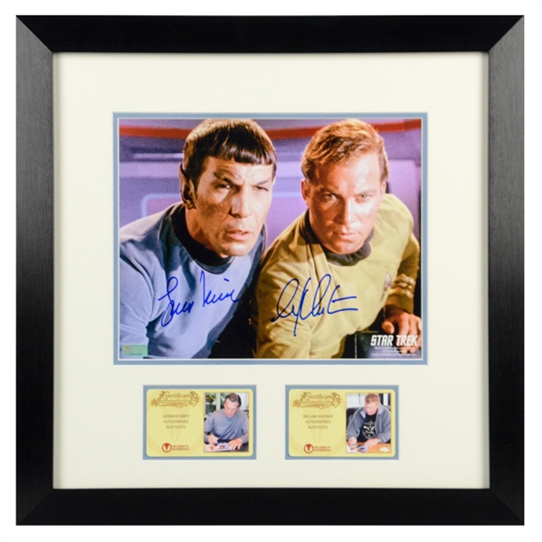 Leonard Nimoy, William Shatner Autographed Star Trek Captain Kirk and Mr. Spock 8x10 Framed Photo