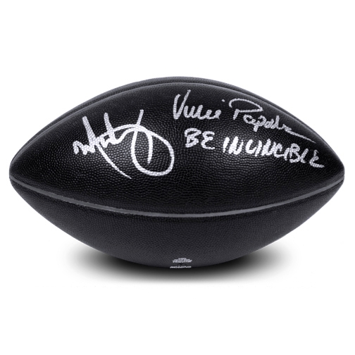 Mark Wahlberg, Vince Papale Autographed Black Eagles Logo Football