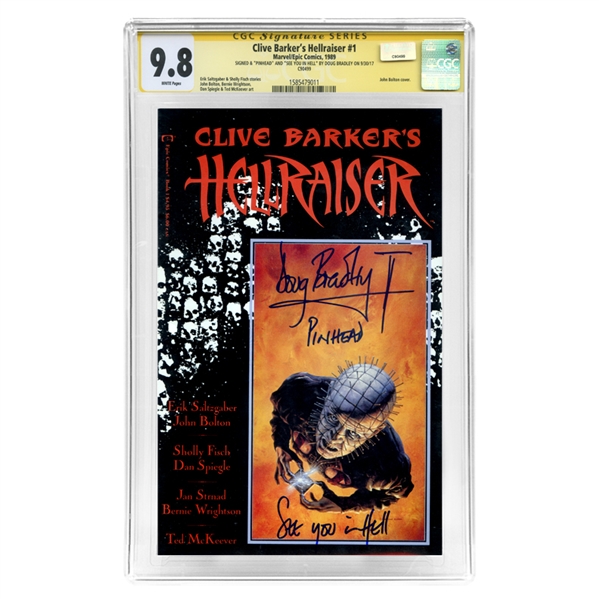 Doug Bradley Autographed 1989 Clive Barkers Hellraiser #1 CGC SS 9.8 Mint with See You in Hell - Pinhead Inscription