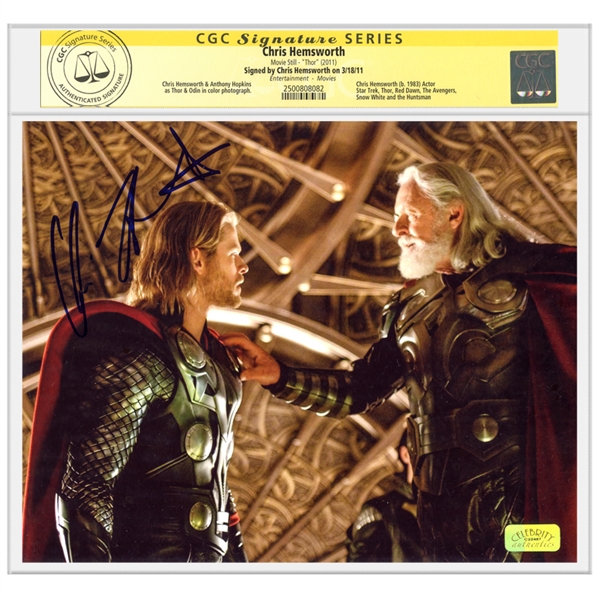 Chris Hemsworth Autographed Thor and Odin 8x10 Scene Photo * CGC Signature Series