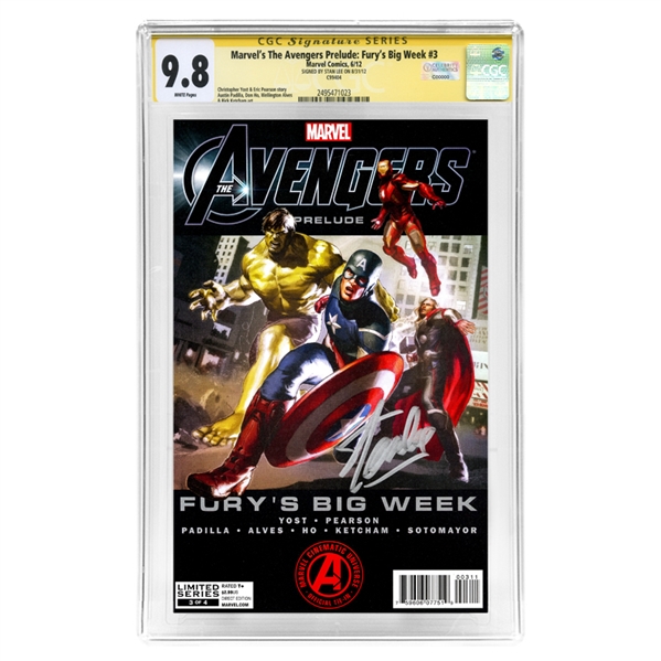 Stan Lee Autographed 2012 Marvels The Avengers Prelude: Furys Big Week #3 CGC Signature Series 9.8 Mint