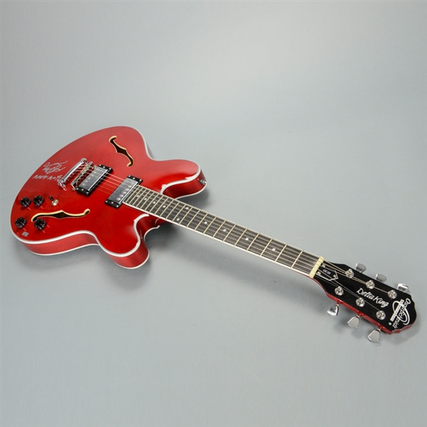 Michael J. Fox Autographed Back to the Future II Cherry Red Electric Guitar with Marty McFly Inscription