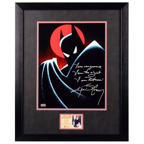 Kevin Conroy Autographed Batman The Animated Series 11x14 Framed Photo with I am Vengeance- I am the Night- I am Batman! Inscriptions