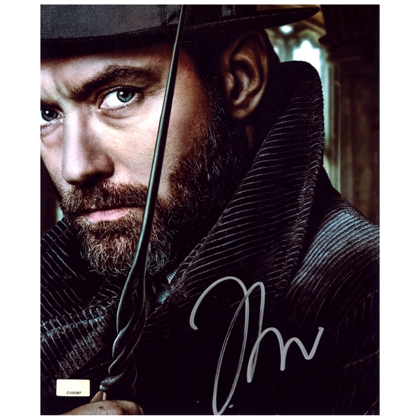 Jude Law Autographed Fantastic Beasts and Where to Find Them Albus Dumbledore 8x10 Close Up Photo