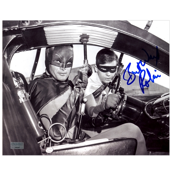 Burt Ward Autographed Batman and Robin Black & White 8x10 Photo with Robin Inscription