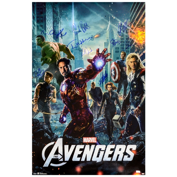 Marvels The Avengers Cast Autographed 2012 Avengers 24x36 Movie Poster * Hemsworth, Gregg, Ruffalo, Evans, Hiddleston, Renner, Bettany, Smulders, Stan Lee