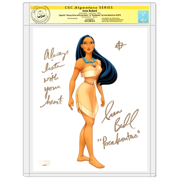 Irene Bedard Autographed Walt Disneys Pocahontas 8x10 Photo * CGC Signature Series