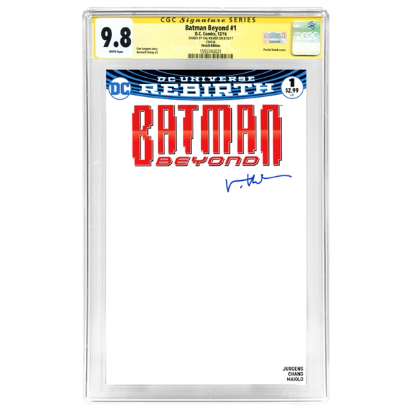 Val Kilmer Autographed 2016 DC: Comics: Batman Beyond #1 CGC Signature Series 9.8 Mint Partial Blank Variant