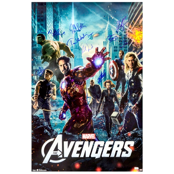 Marvels The Avengers Cast Autographed 2012 Avengers 24x36 Movie Poster * Hemsworth, Gregg, Ruffalo, Evans, Hiddleston, Renner, Bettany, Smulders, Stan Lee