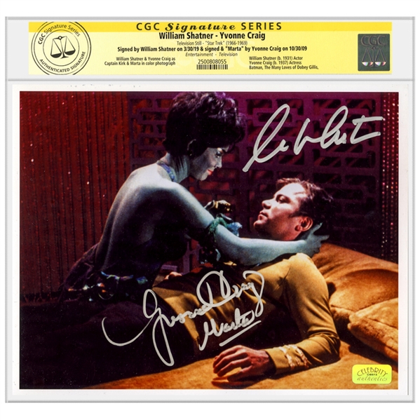 Yvonne Craig, William Shatner Autographed Star Trek Captain Kirk and Marta 8x10 Photo * CGC Signature Series