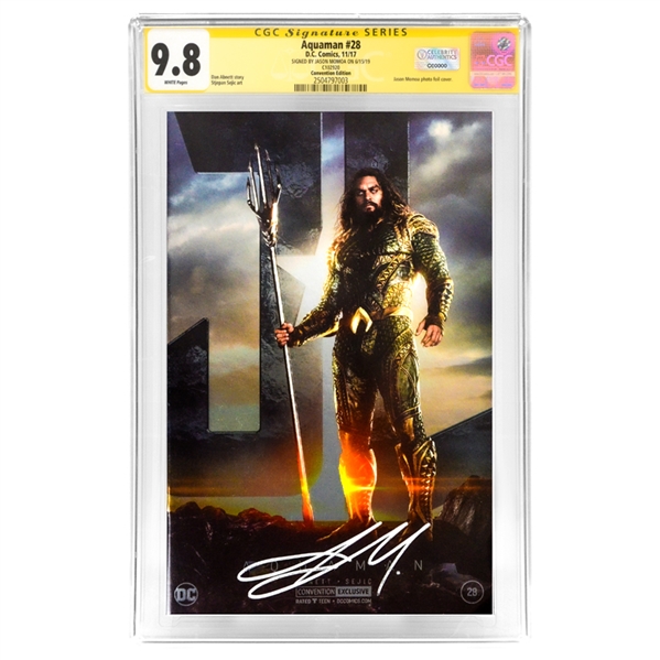 Jason Momoa Autographed Aquaman #28 Photo Foil Cover Variant CGC SS 9.8