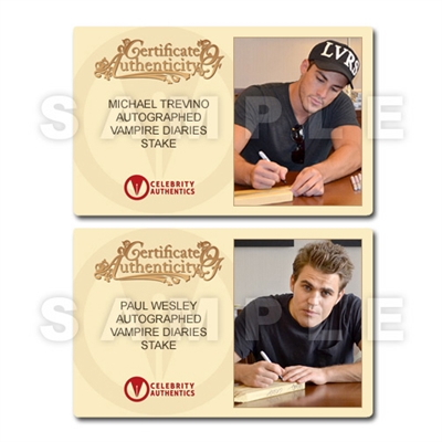 Paul Wesley, Nina Dobrev, Ian Somerhalder and Cast Autographed Vampire Diaries Wooden Stake