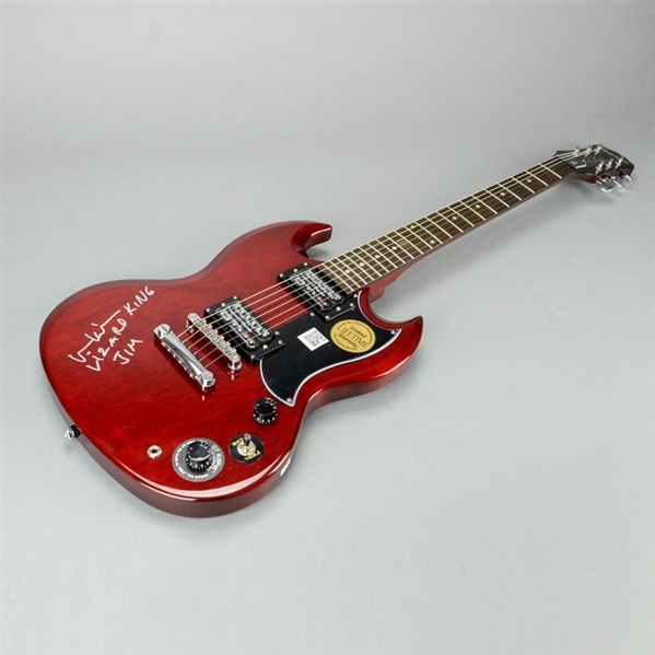 Val Kilmer Autographed The Doors Epiphone SG-Special Electric Cherry Red Guitar with Lizard King - Jim Inscription