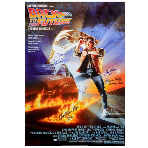 Michael J. Fox, Christopher Lloyd, Lea Thompson, Thomas Wilson, Claudia Wells Autographed Back to the Future 27x39 Poster
