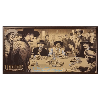  Val Kilmer Autographed 1993 Tombstone Alternative Justice is Coming 18x36 Movie Poster by Vance Kelly with Doc - Maybe Poker Just Isnt Your Game Inscription