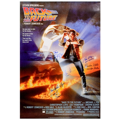 Michael J. Fox, Christopher Lloyd, Lea Thompson, Thomas Wilson, Claudia Wells Autographed Back to the Future 27x39 Poster