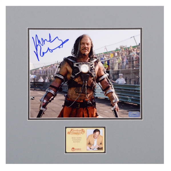 Mickey Rourke Autographed Marvels Iron Man 2 Whiplash 8x10 Matted Photo