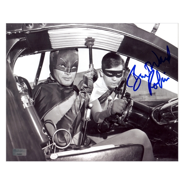 Burt Ward Autographed Batman and Robin Black & White 8x10 Photo with Robin Inscription