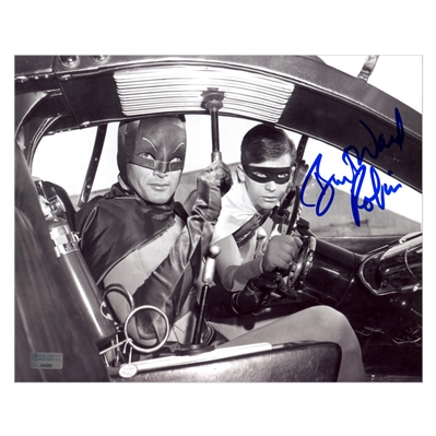 Burt Ward Autographed Batman and Robin Black & White 8x10 Photo with Robin Inscription