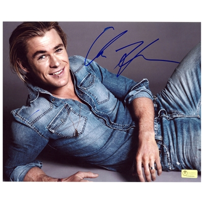 Chris Hemsworth Autographed Denim 8x10 Photo