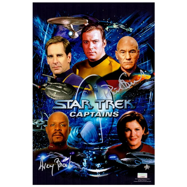 Patrick Stewart, Avery Brooks Autographed Star Trek Captains 10×15 Photo