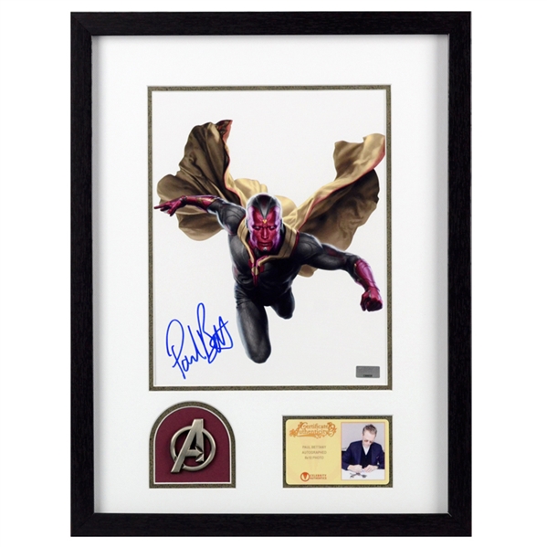 Paul Bettany Autographed Avengers Vision 8x10 Photo Framed with Pin