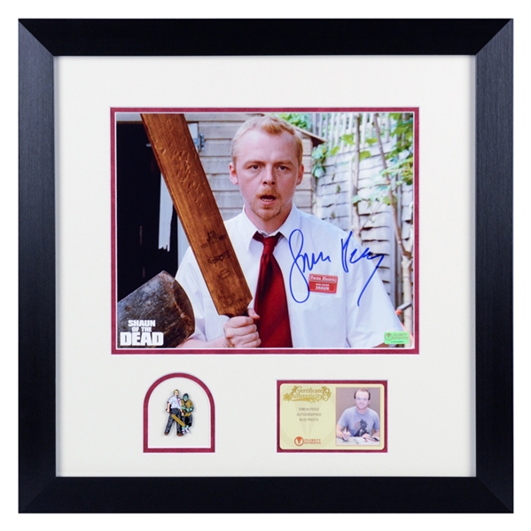 Simon Pegg Autographed Shaun of the Dead 8x10 Photo Framed with Shaun & Zombie Pin