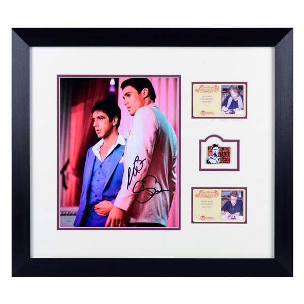 Al Pacino, Steven Bauer Autographed Scarface Tony & Manny 8x10 Photo Framed with Pin