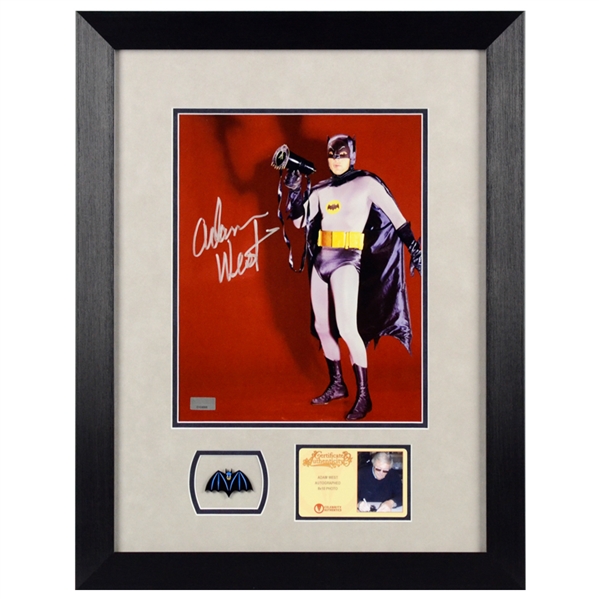 Adam West Autographed Batman 8x10 Photo Framed with Pin