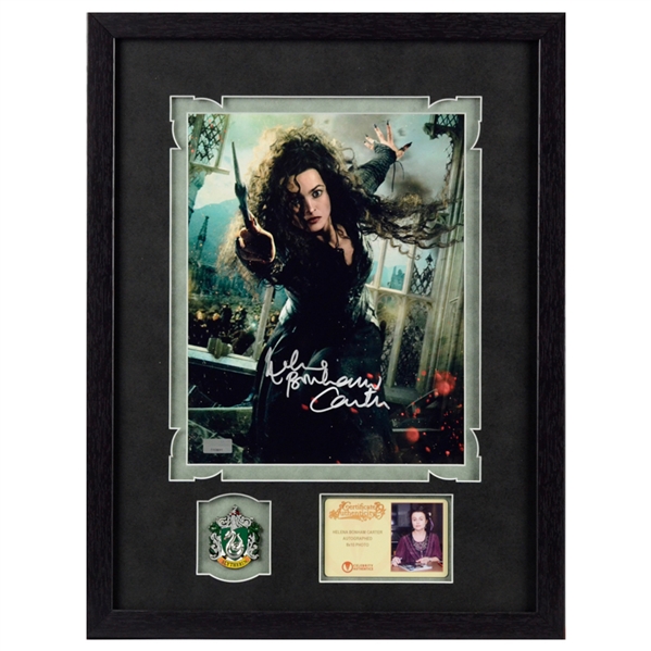 Helena Bonham Carter Autographed Harry Potter Bellatrix 8x10 Photo Framed With Slytherin Pin