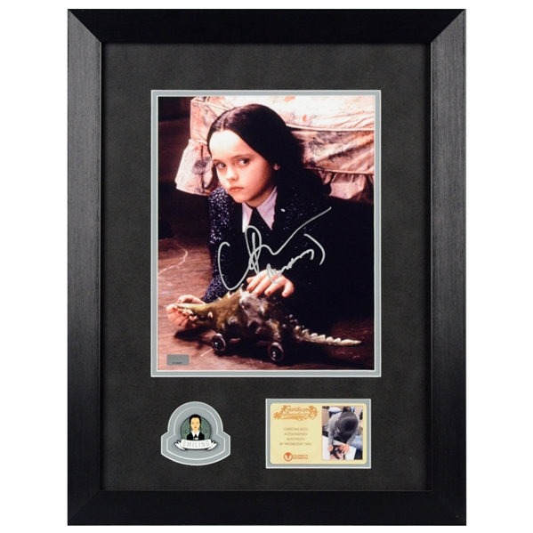 Christina Ricci Autographed Addams Family Wednesday Addams 8x10 Photo Framed with Pin