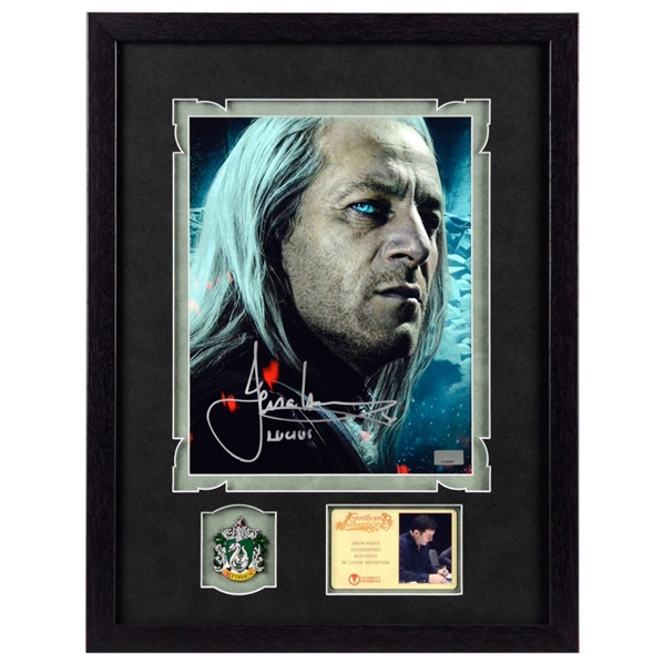 Jason Isaacs Autographed Harry Potter Lucious Malfoy 8x10 Photo Framed with Slytherin Pin