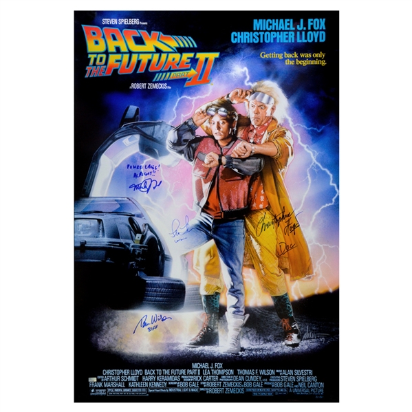Michael J. Fox, Christopher Lloyd, Lea Thompson and Thomas Wilson Autographed Back to the Future Part II 27x40 Poster