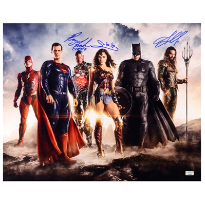 Jason Momoa, Gal Gadot and Ray Fisher Autographed Justice League 16x20 Photo