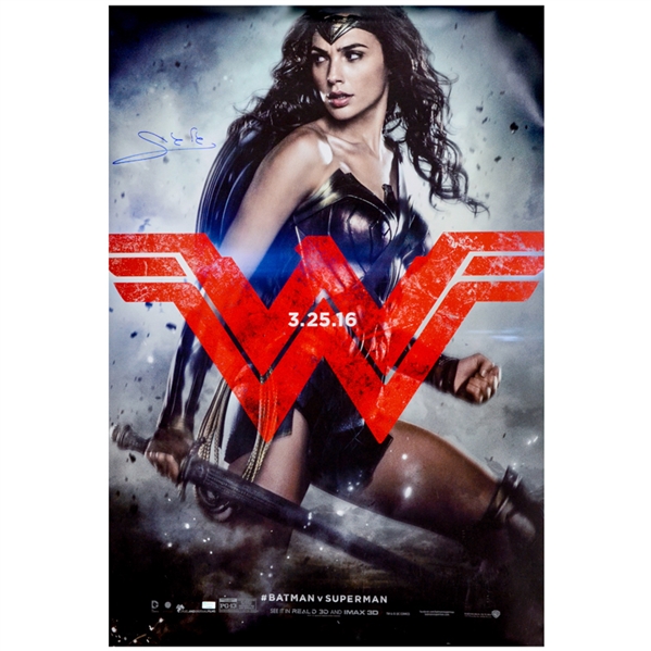 Gal Gadot Autographed Original Batman vs Superman Wonder Woman 27x40 Double-Sided Movie Poster