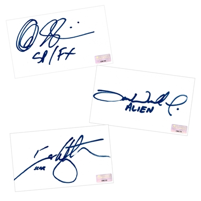 Tom Woodruff, Alec Gills, Ian Whyte Alien vs Predator Autographed 3"x5" Index Cards * LOT OF 3