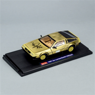 Michael J. Fox Autographed Back to the Future 1:18 Scale Die-Cast Gold DeLorean